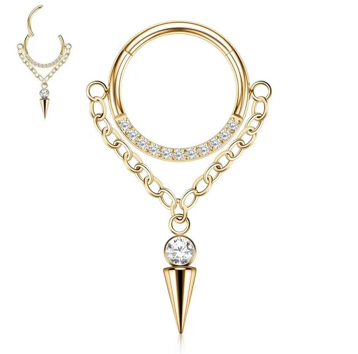 Wedding Wear Nose Rings Stud Hoop Ear Hoop Conch Piercing Jewelry Conch Hoop Cartilage Earrings for Women Helix Piercing Jewelry 24k Gold Plated Cartilage Huggie Earrings for Women Lobe Gold Silver 16g 10mm 8mm With Cubic Zircon