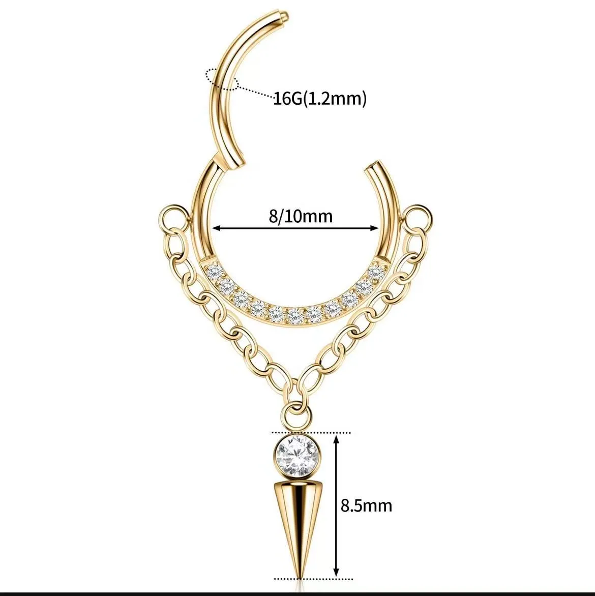 Wedding Wear Nose Rings Stud Hoop Ear Hoop Conch Piercing Jewelry Conch Hoop Cartilage Earrings for Women Helix Piercing Jewelry 24k Gold Plated Cartilage Huggie Earrings for Women Lobe Gold Silver 16g 10mm 8mm With Cubic Zircon - Image 4