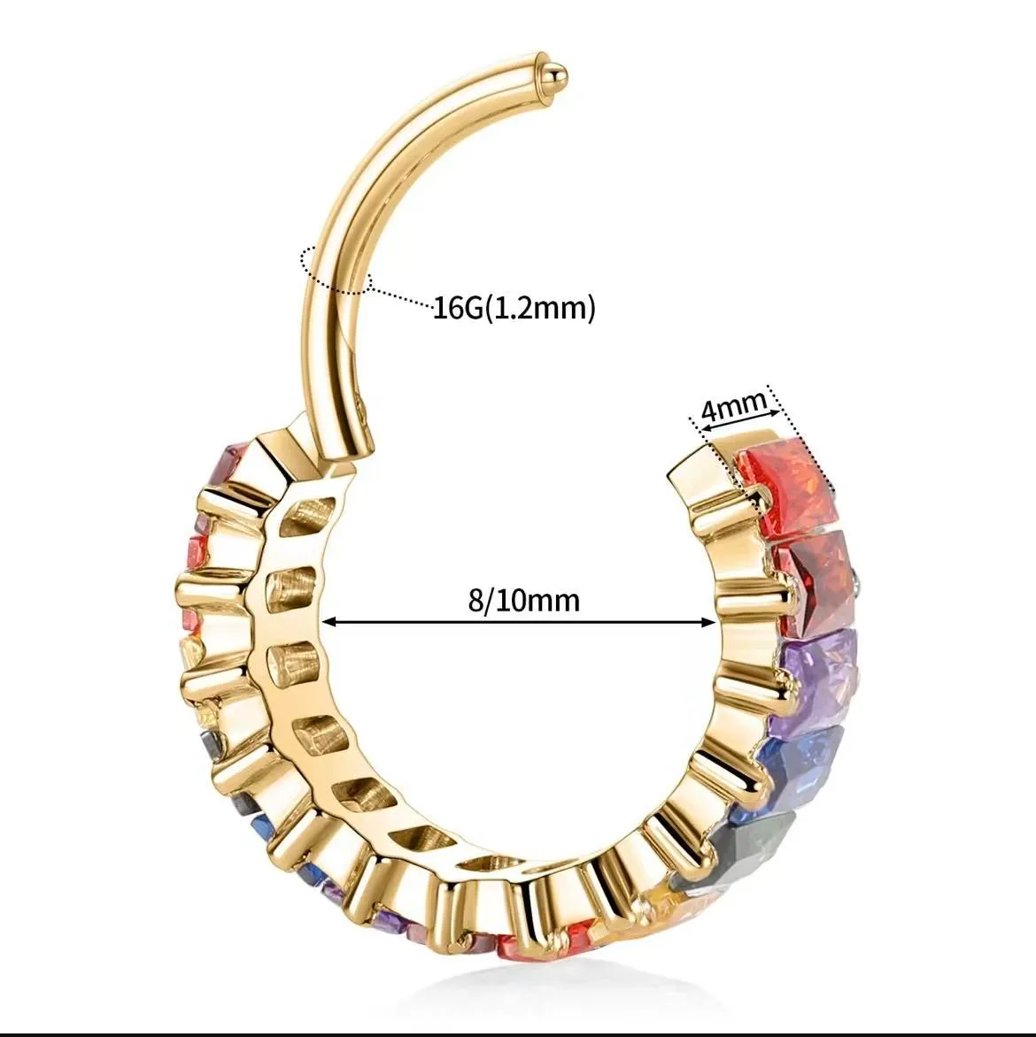 Gift wedding wear Nose Rings Stud Hoop Ear Hoop Conch Piercing Jewelry Conch Hoop Cartilage Earrings for Women Helix Piercing Jewelry 24k Gold Plated Cartilage Huggie Earrings for Women Lobe Gold Silver 16g 10mm 8mm With Cubic Zircon - Image 5