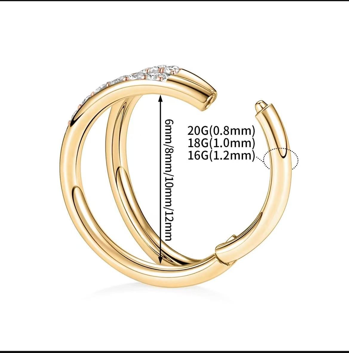 Nose Rings Stud Hoop Ear Hoop Conch Piercing Jewelry Conch Hoop Cartilage Earrings for Women Helix Piercing Jewelry 24k Gold Plated Cartilage Huggie Earrings for Women Lobe Gold Silver 16g 10mm 8mm With Cubic Zircon - Image 5