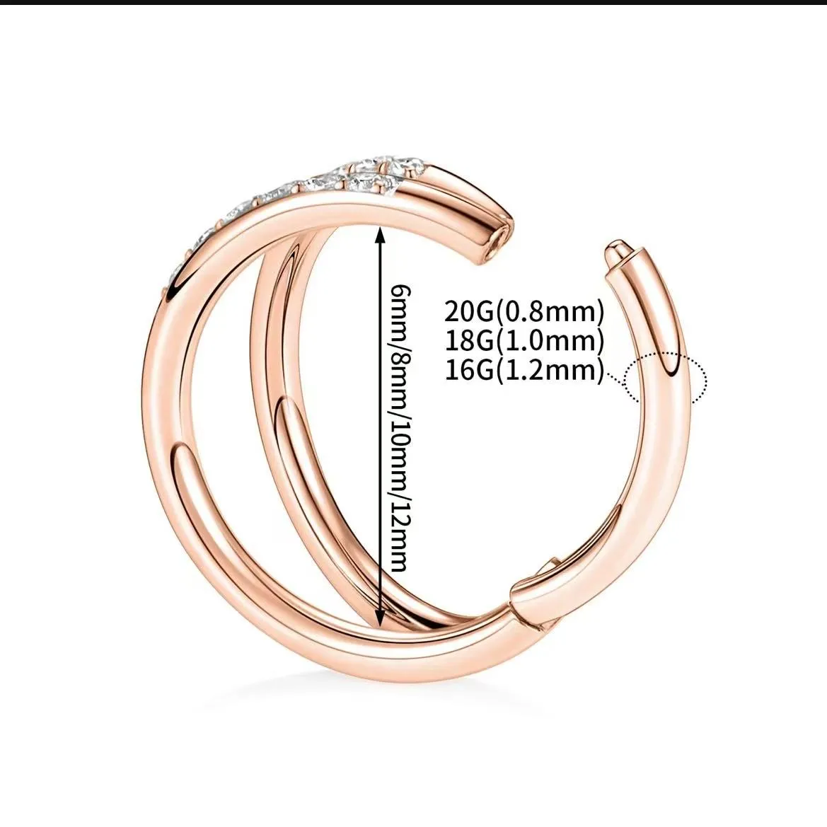 Nose Rings Stud Hoop Ear Hoop Conch Piercing Jewelry Conch Hoop Cartilage Earrings for Women Helix Piercing Jewelry 24k Gold Plated Cartilage Huggie Earrings for Women Lobe Gold Silver 16g 10mm 8mm With Cubic Zircon - Image 3